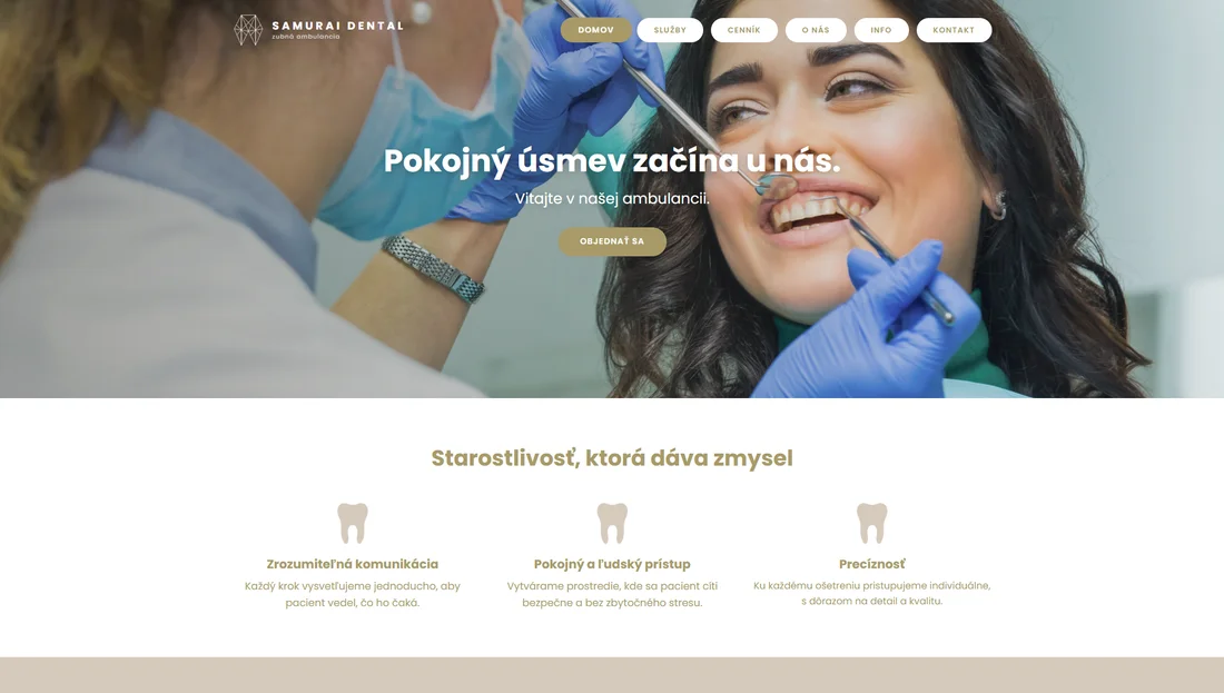 SAMURAI DENTAL weboldal terve