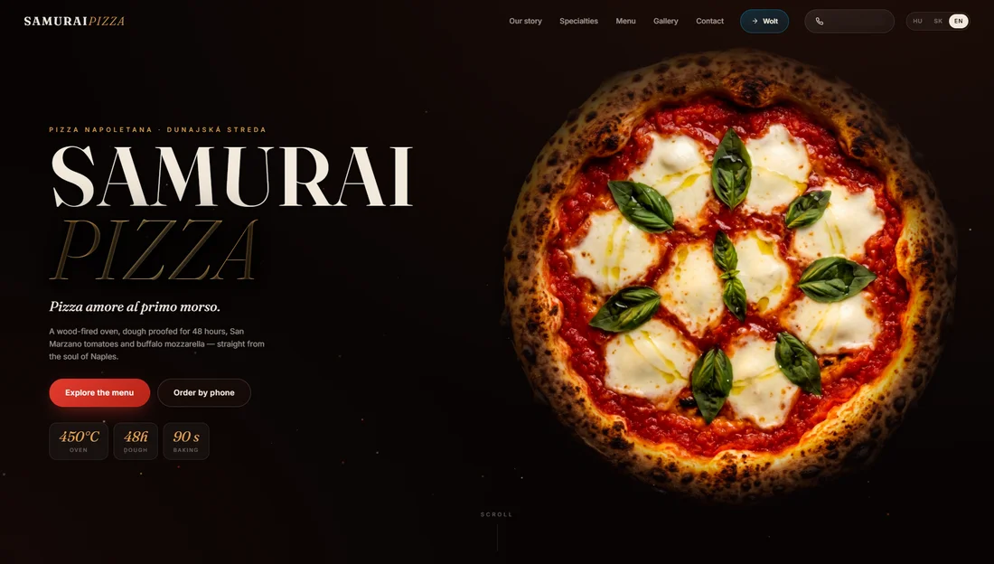 SAMURAI PIZZA weboldal terve