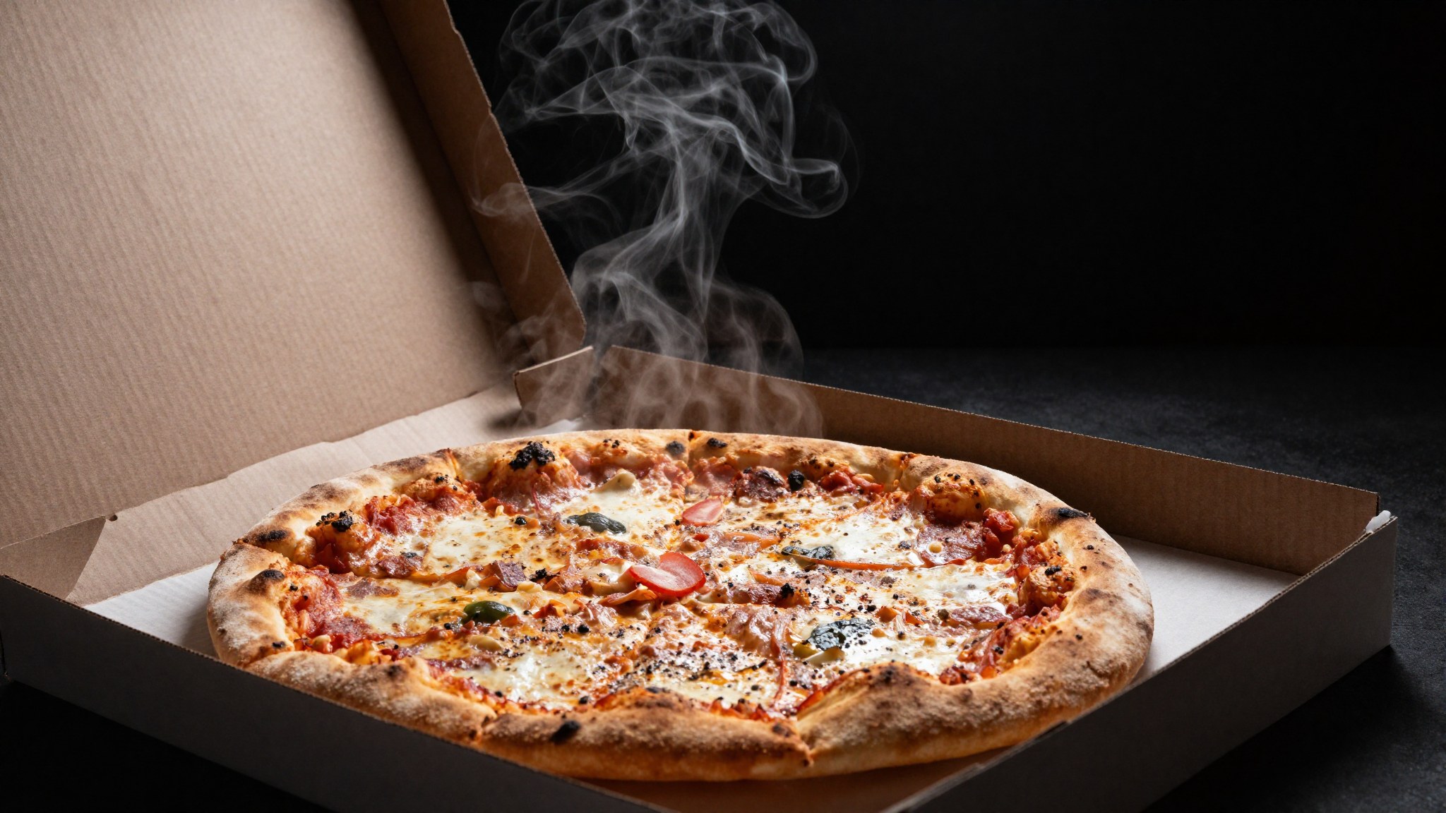Frissen szeletelt nápolyi pizza a dobozban